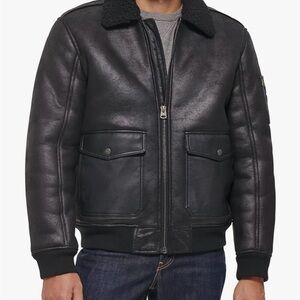 Levi's Black Faux Leather Aviator Bomber Jacket